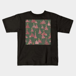 Pink Christmas Trees Kids T-Shirt